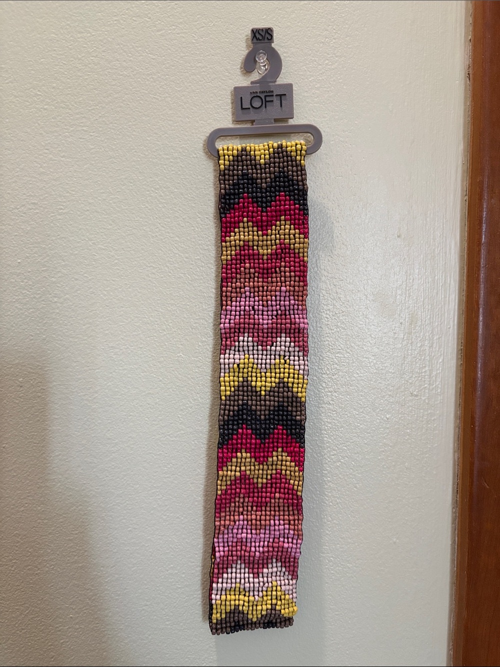 LOFT Multicolor Beaded Zigzag Stretch Belt - Yellow, Pink, Black